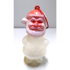 Santa Claus Clear Christmas Candy Container Ornament Hong Kong Vintage Plastic